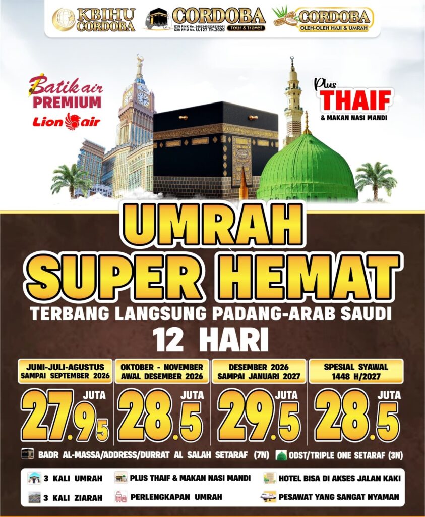 UMRAH SUPER HEMAT (12 Hari), cordoba umroh