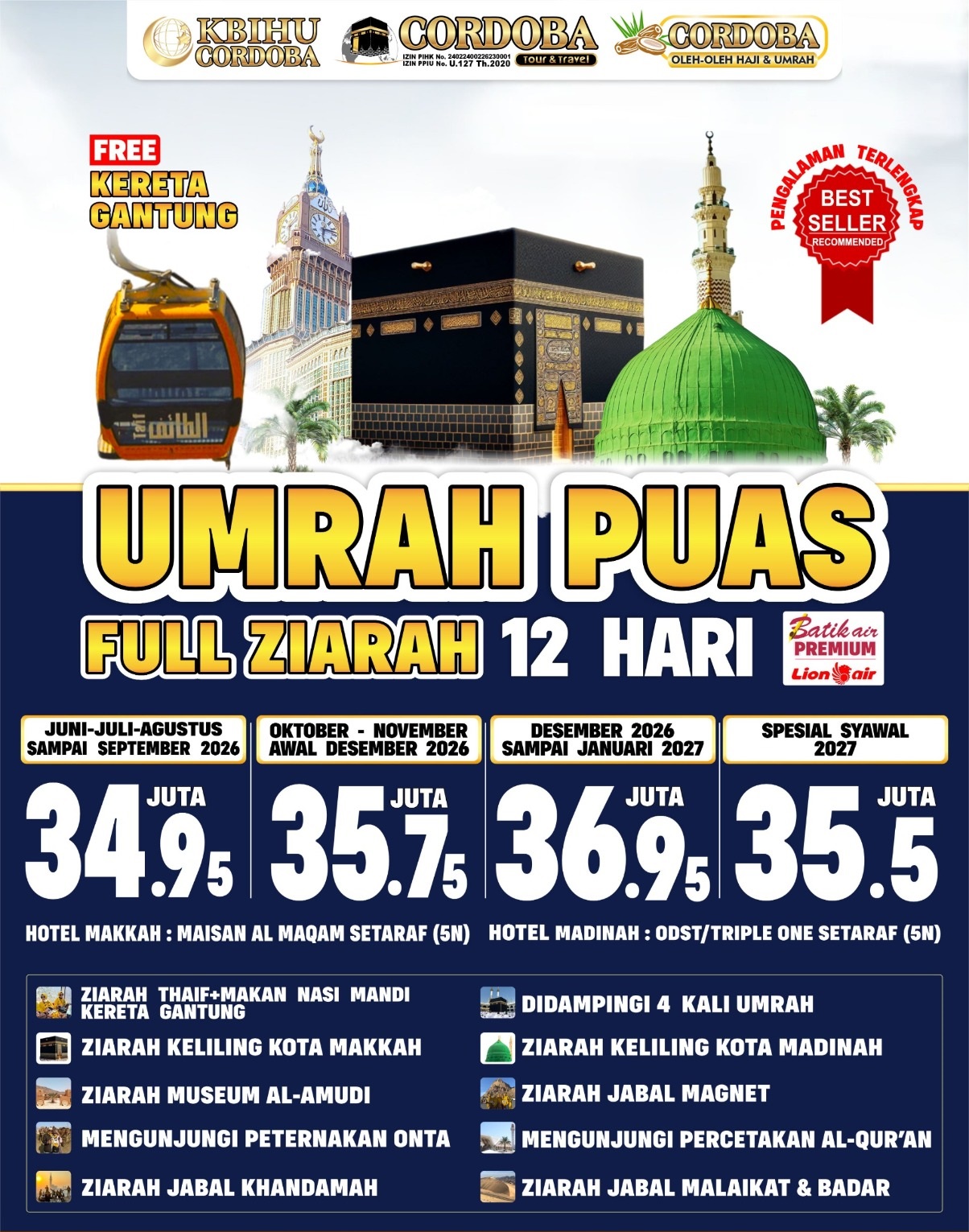UMRAH PUAS FULL ZIARAH 2026. cordoba umroh