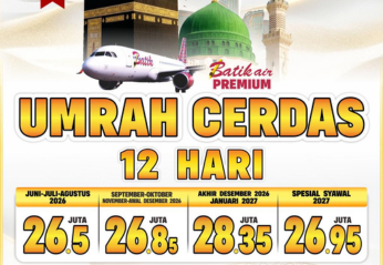 UMRAH CERDAS 12 HARI – HEMAT, NYAMAN, DAN TETAP KHUSYUK BERIBADAH. Konsultasi & Pendaftaran: 0851-5711-1258 🌐 umrohcordoba.com Cordoba Umroh Travel Umroh Terbaik di Padang Lebih Dekat Menuju Baitullah