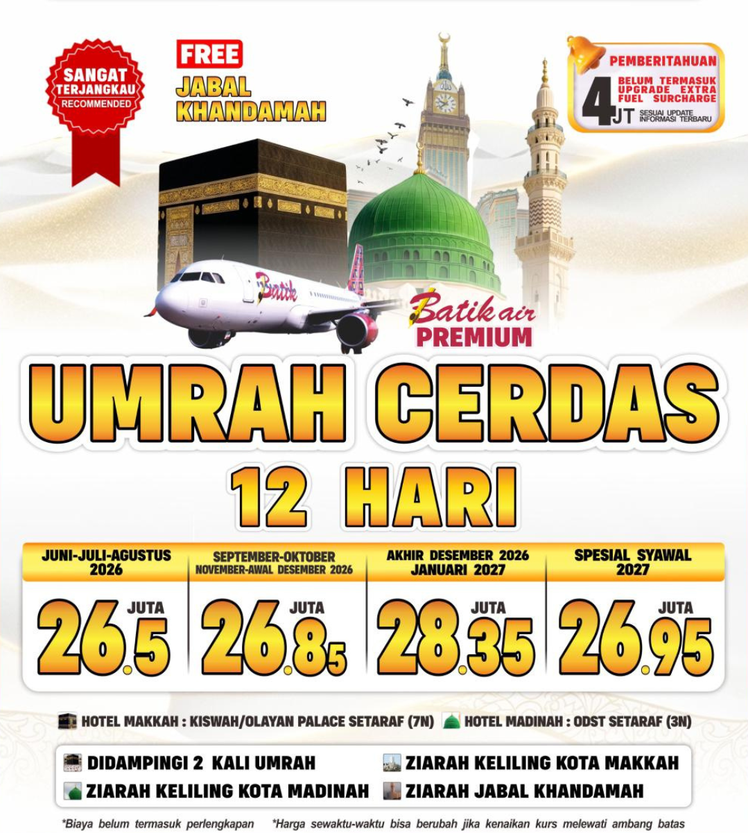 UMRAH CERDAS 12 HARI – HEMAT, NYAMAN, DAN TETAP KHUSYUK BERIBADAH. umrohcordoba.com
