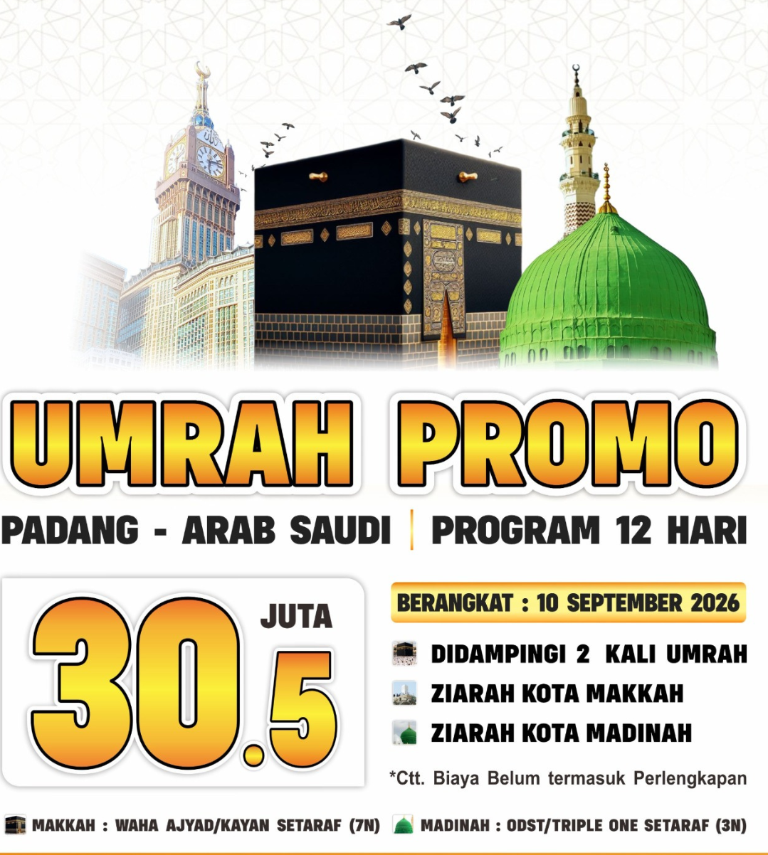 UMRAH PROMO 12 HARI – SOLUSI UMROH HEMAT DARI PADANG. Konsultasi & Pendaftaran 0851-5711-1258 🌐 umrohcordoba.com Cordoba Umroh Travel Umroh Terbaik di Padang Lebih Dekat Menuju Baitullah